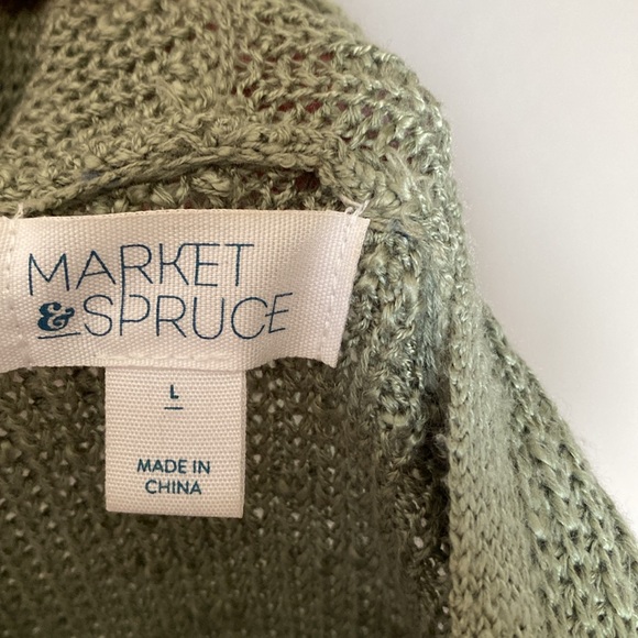 Market and Spruce open front long cardigan, sage, green knit size large - Picture 4 of 5